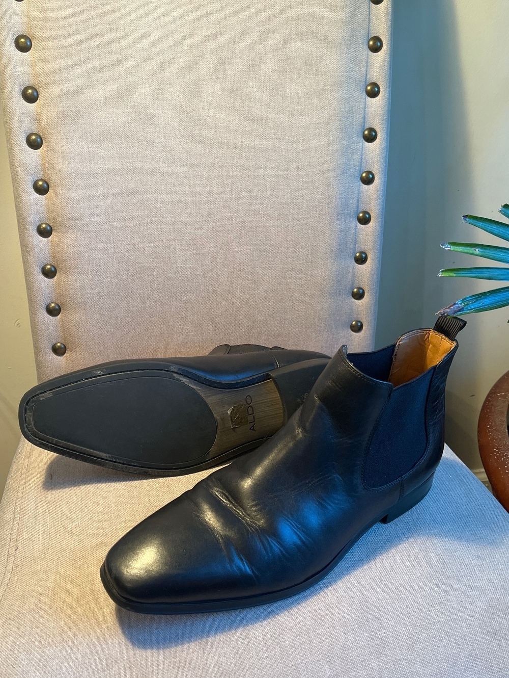 Aldo Men's Black Leather Chelsea Ankle Boots Size 9 US